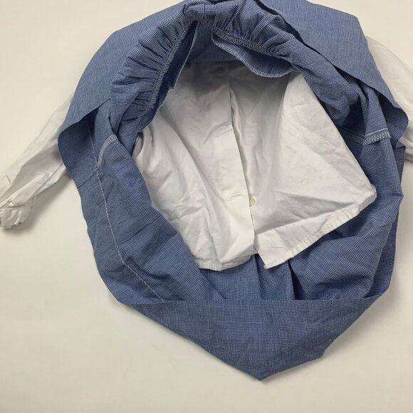 Silly Goose Smocked Toddler Dress Embroidered Dolls White Shirt & Blue Pinafore - Picture 6 of 6